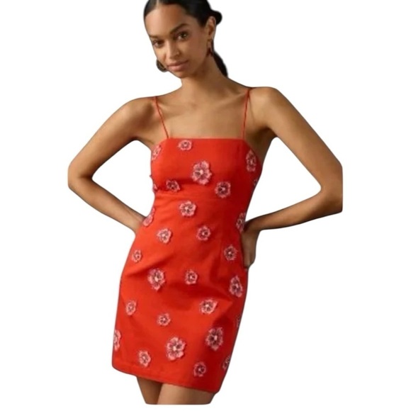 Anthropologie Dresses & Skirts - Maeve by Anthropologie Red Floral Mini Dress New size 8